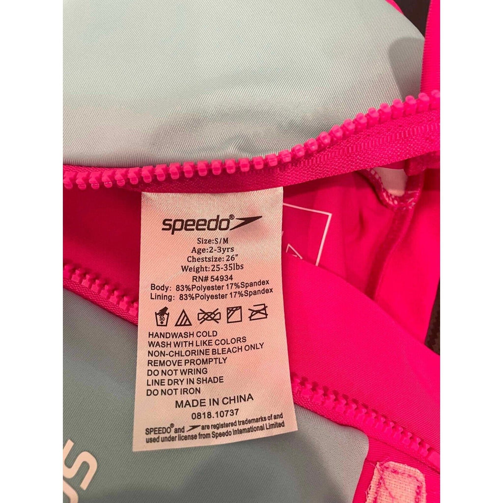 Speedo Girls Life Jacket - Long Sleeve Padded - Blue/Pink - Small-  Like New - Pic 3