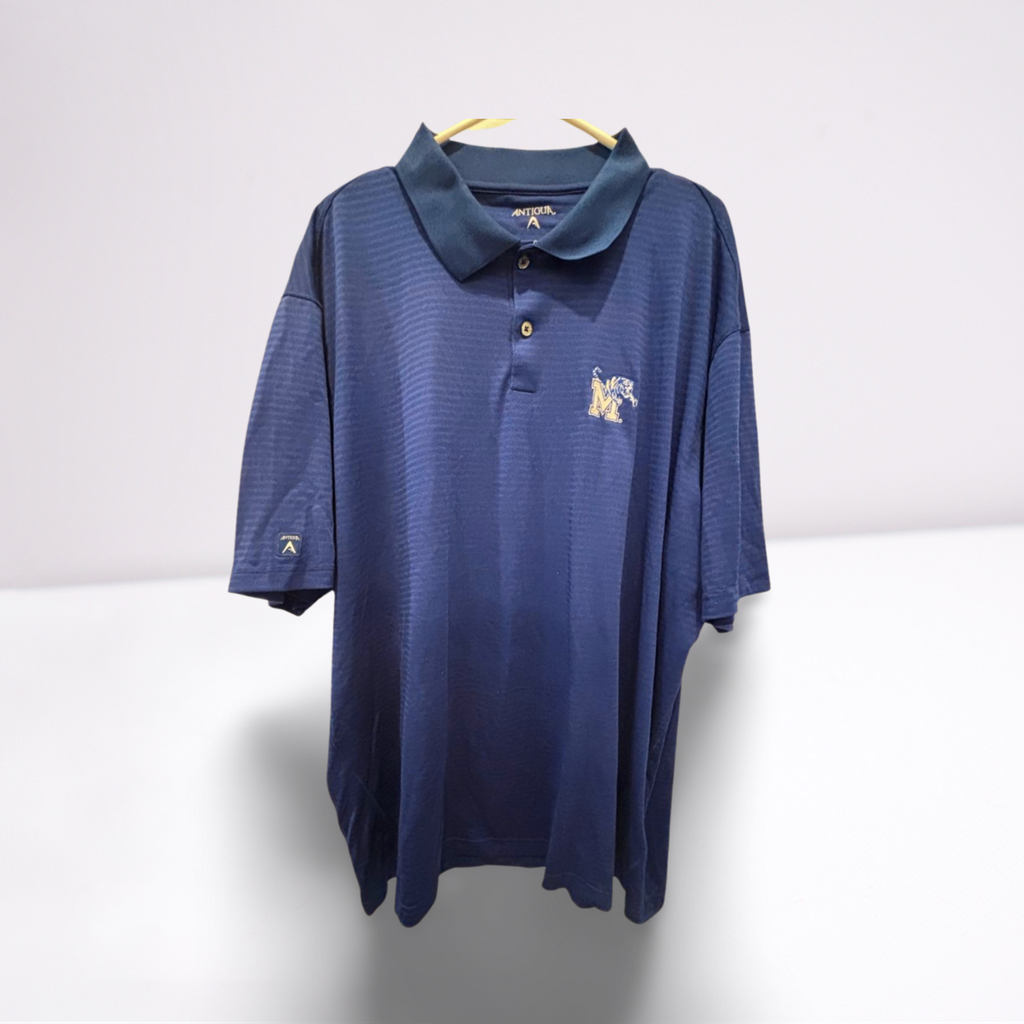 Antigua Mens College Team Polo Shirt Memphis Tigers Collared - Blue - XXL - Very Good - Pic 1