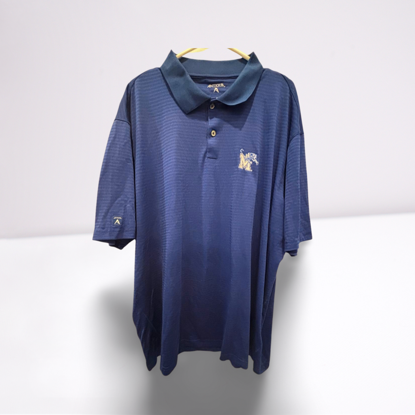Antigua Mens College Team Polo Shirt Memphis Tigers Collared - Blue - XXL - Very Good - Pic 1