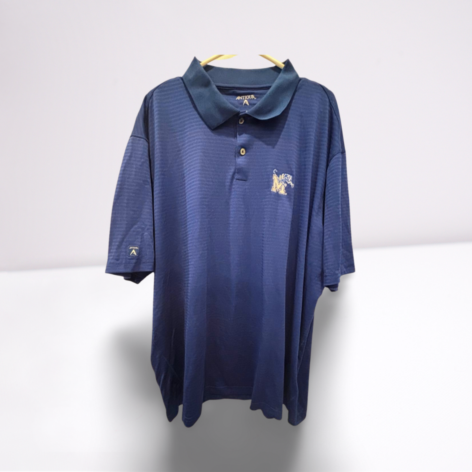 Used Antigua Mens College Team Polo Shirt - Memphis Tigers | Blue | XXL