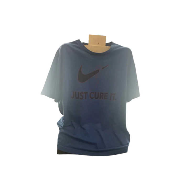 Nike Unisex T-Shirt Just Cure it Cancer Awareness - Blue - Large - Very Good - Pic 4