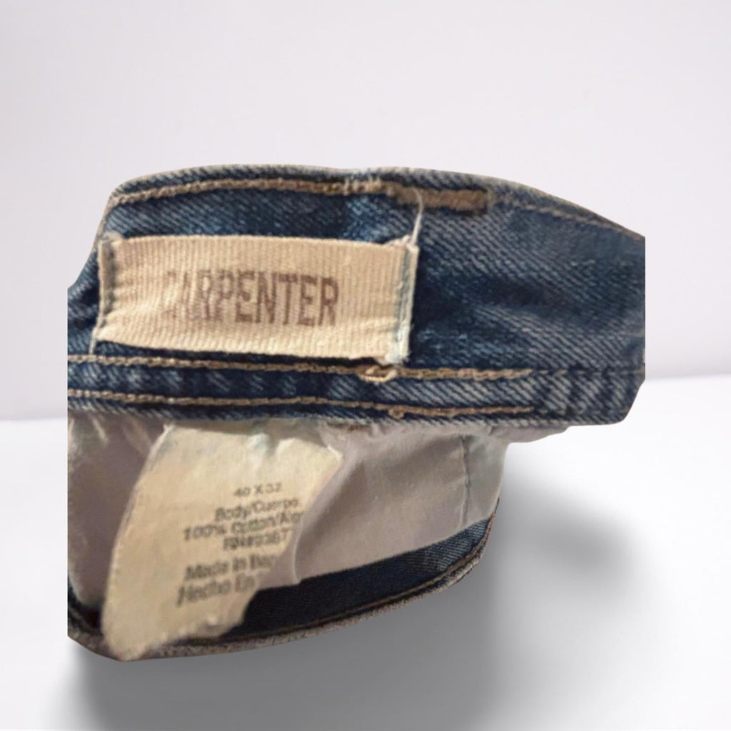 Arizona Mens Jeans Denim Carpenter Faded Relaxed Fit Straight - Blue - 40x32 - Like New - Pic 8