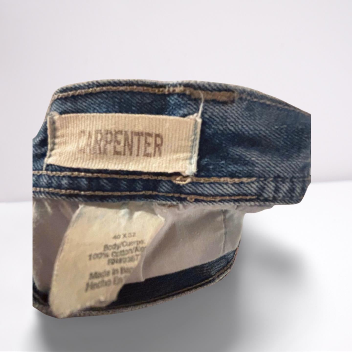 Arizona Mens Jeans Denim Carpenter Faded Relaxed Fit Straight - Blue - 40x32 - Like New - Pic 8