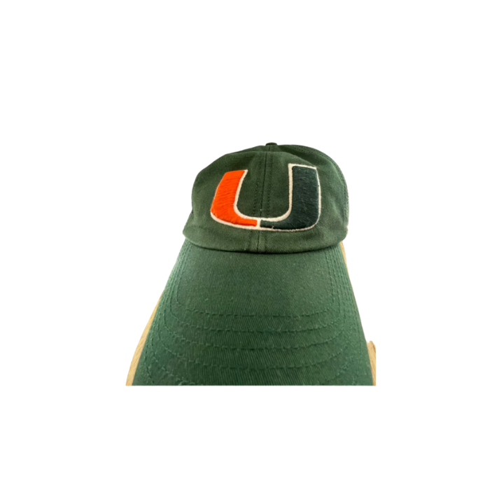 NCAA Unisex Adjustable Cap Vintage Miami Hurricanes College Team - Green Orange - Universal - Very Good - Pic 1
