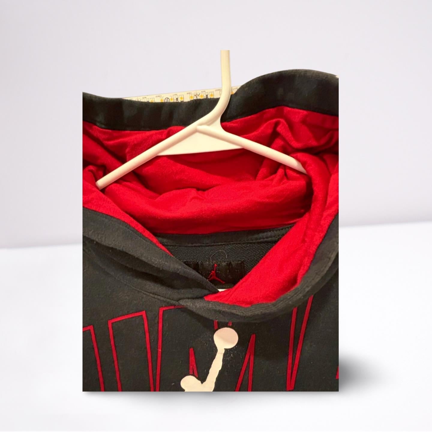 Nike Air Jordan Jumpman Hoodie Sweatshirt - Youth Large - Classic Logo - Black/Red/White - Very Good - Pic 3