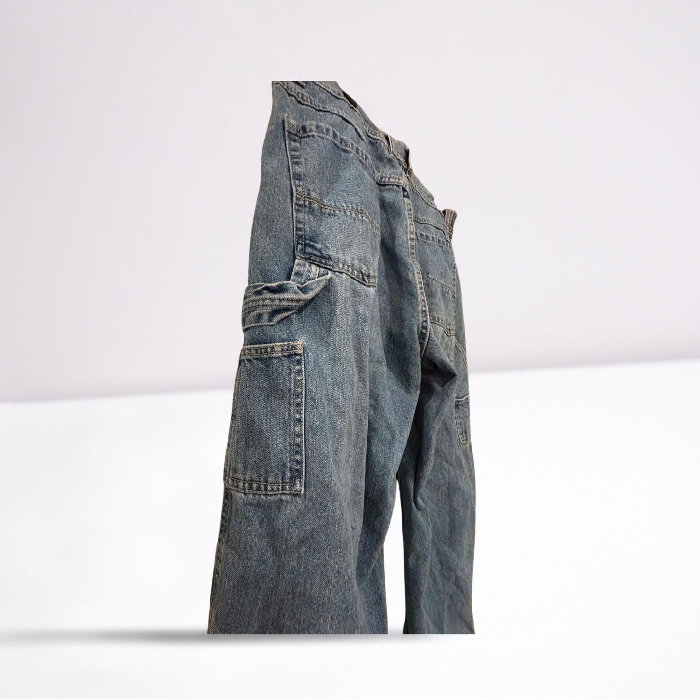 Arizona Mens Jeans Denim Carpenter Faded Relaxed Fit Straight - Blue - 40x32 - Like New - Pic 3