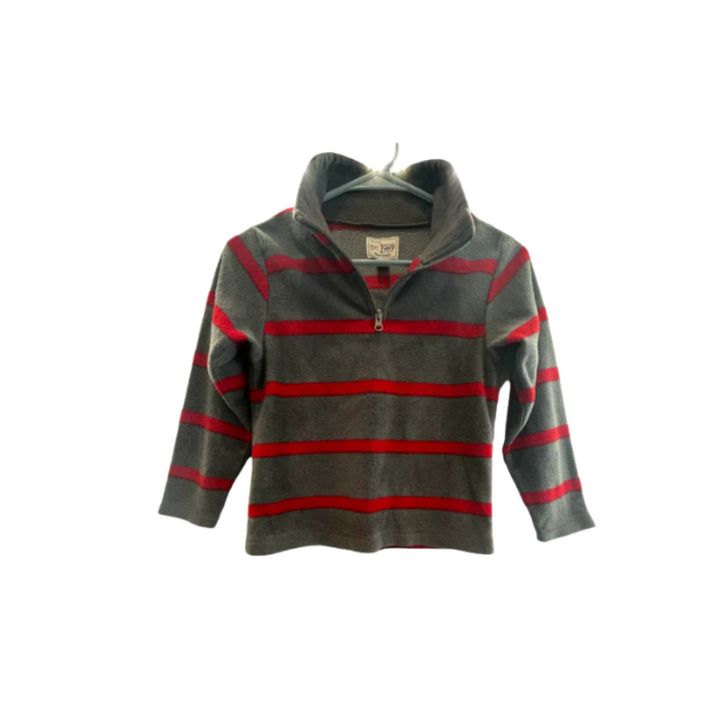 Used Children's Place Boys Pullover - Striped Zip-Up | Gray | 5/6