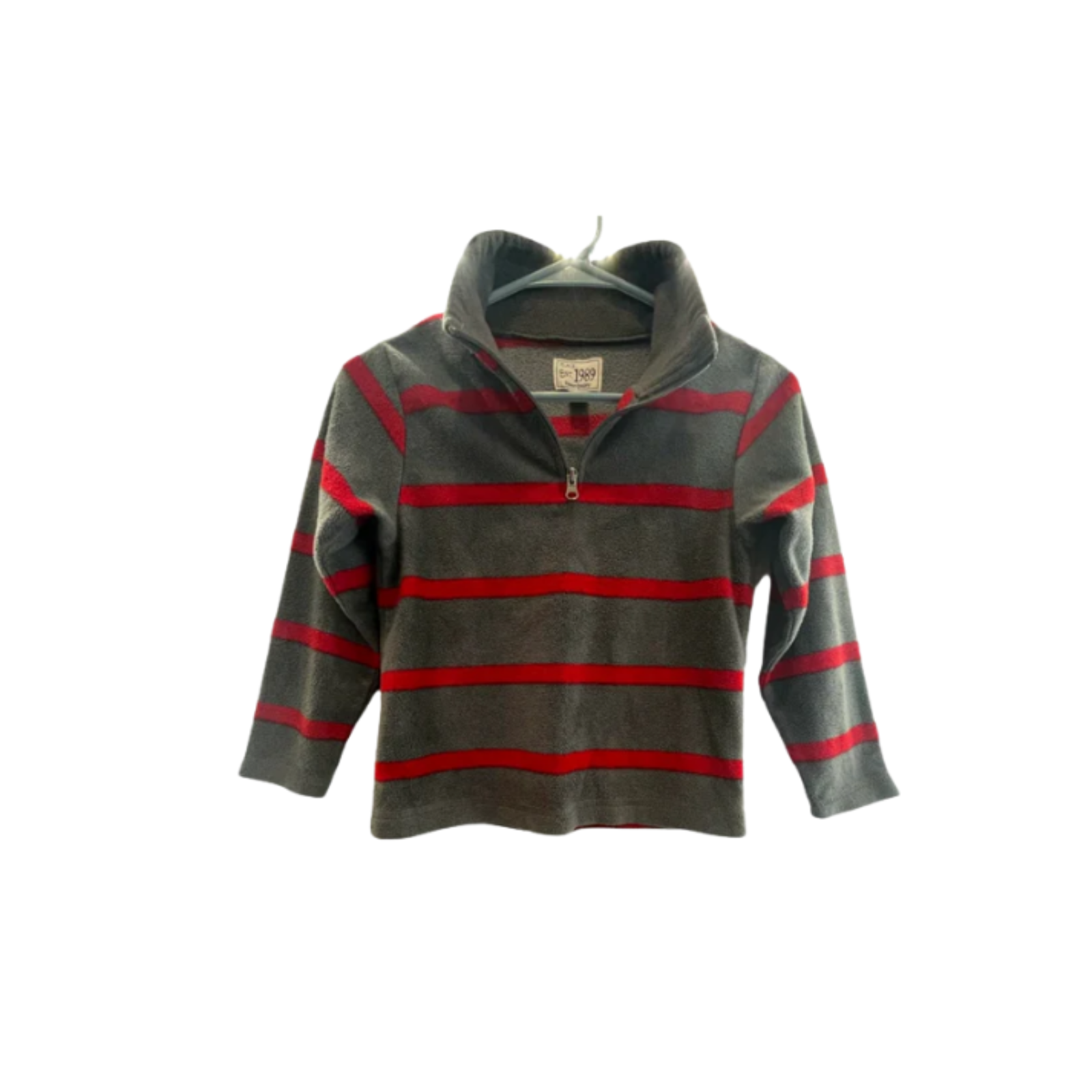 Used Children's Place Boys Pullover - Striped Zip-Up | Gray | 5/6