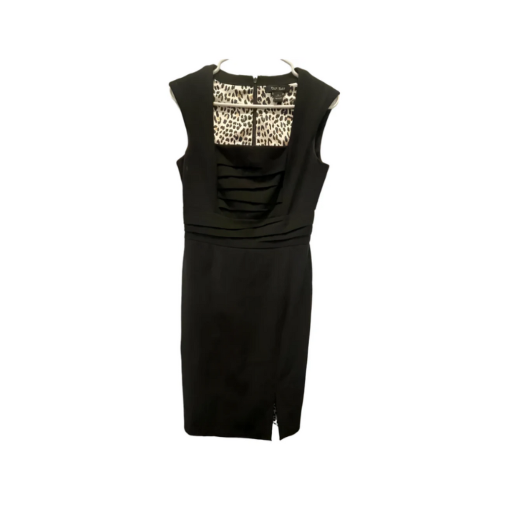 Used White House Black Market Womens Dress - Sheath Leopard Satin | Black | 2