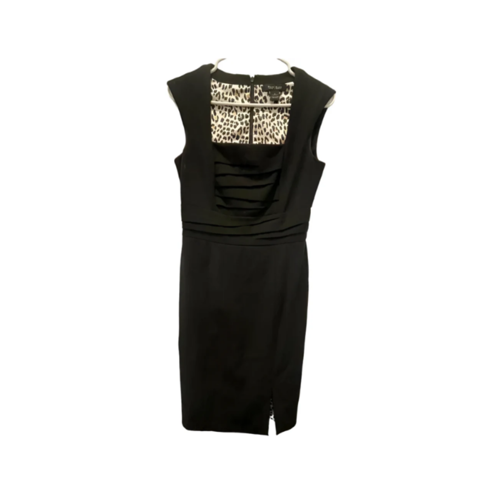 Used White House Black Market Womens Dress - Sheath Leopard Satin | Black | 2