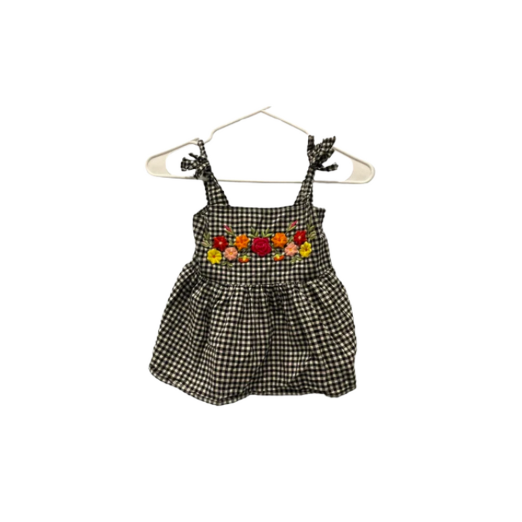 Used Arizona Little Girls Dress - Floral Checkered | Black | XS