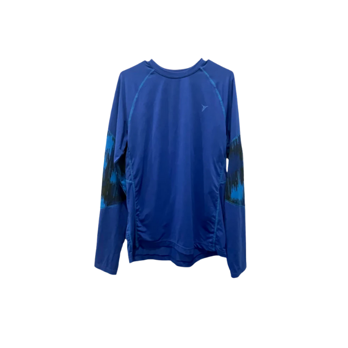 Old Navy Mens Long Sleeve Active T-Shirt Active Graphic Sleeves - Blue - Medium - Very Good - Pic 1