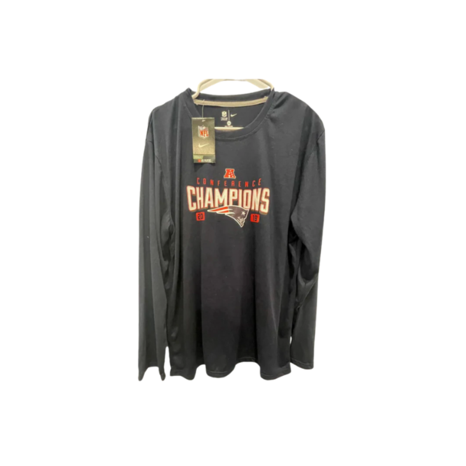 Used Fanatics Unisex Adult NFL Team Long Sleeve T-Shirt | New England Patriots Conference Champions 2018 | Navy | 2XL