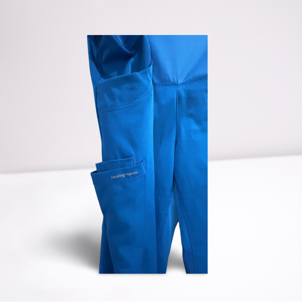 Used Hh Works Womens Maternity Scrub Pants | Blue | Medium