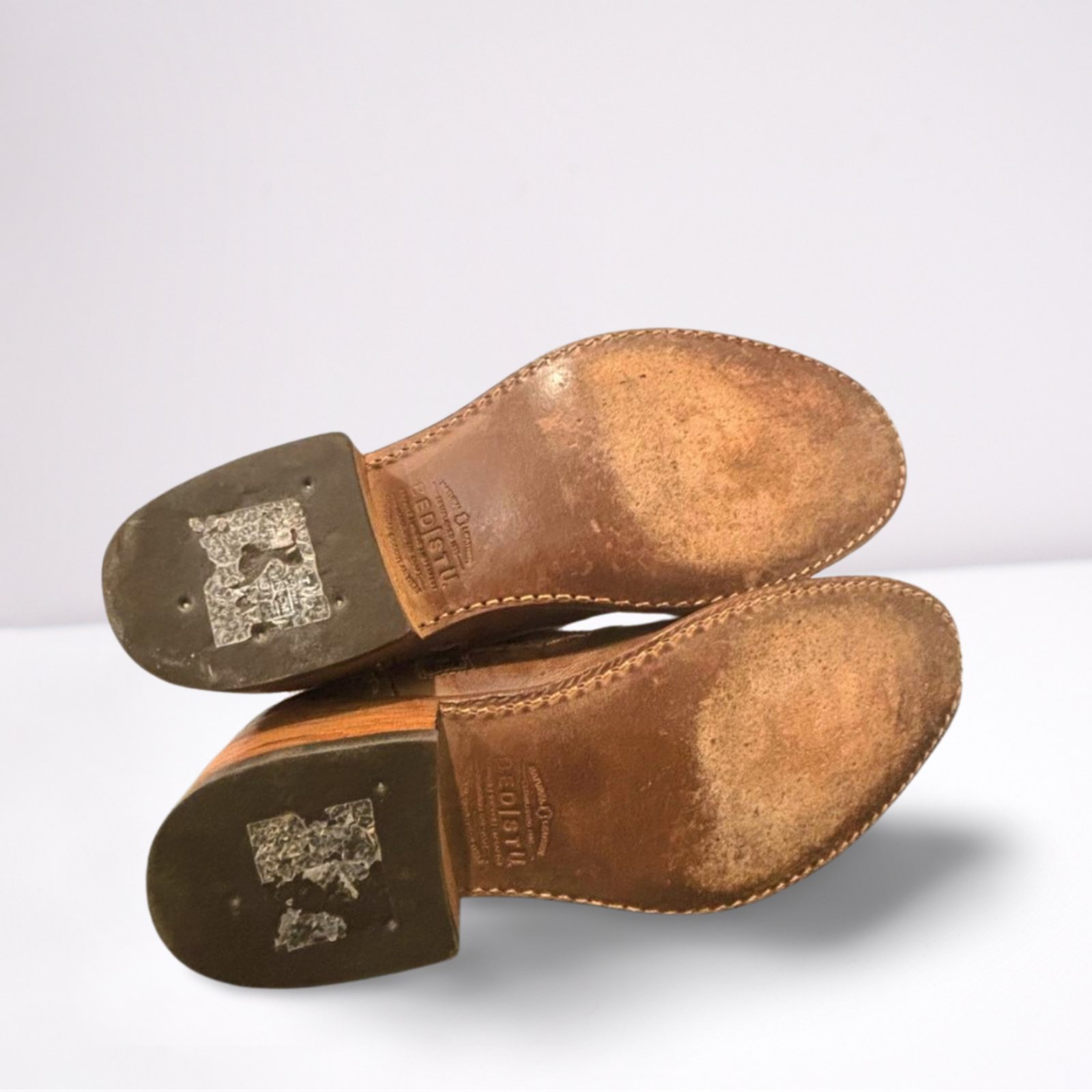 Used BED STU Womens Boots - Ankle-Zip Perforated Leather | Brown | 9