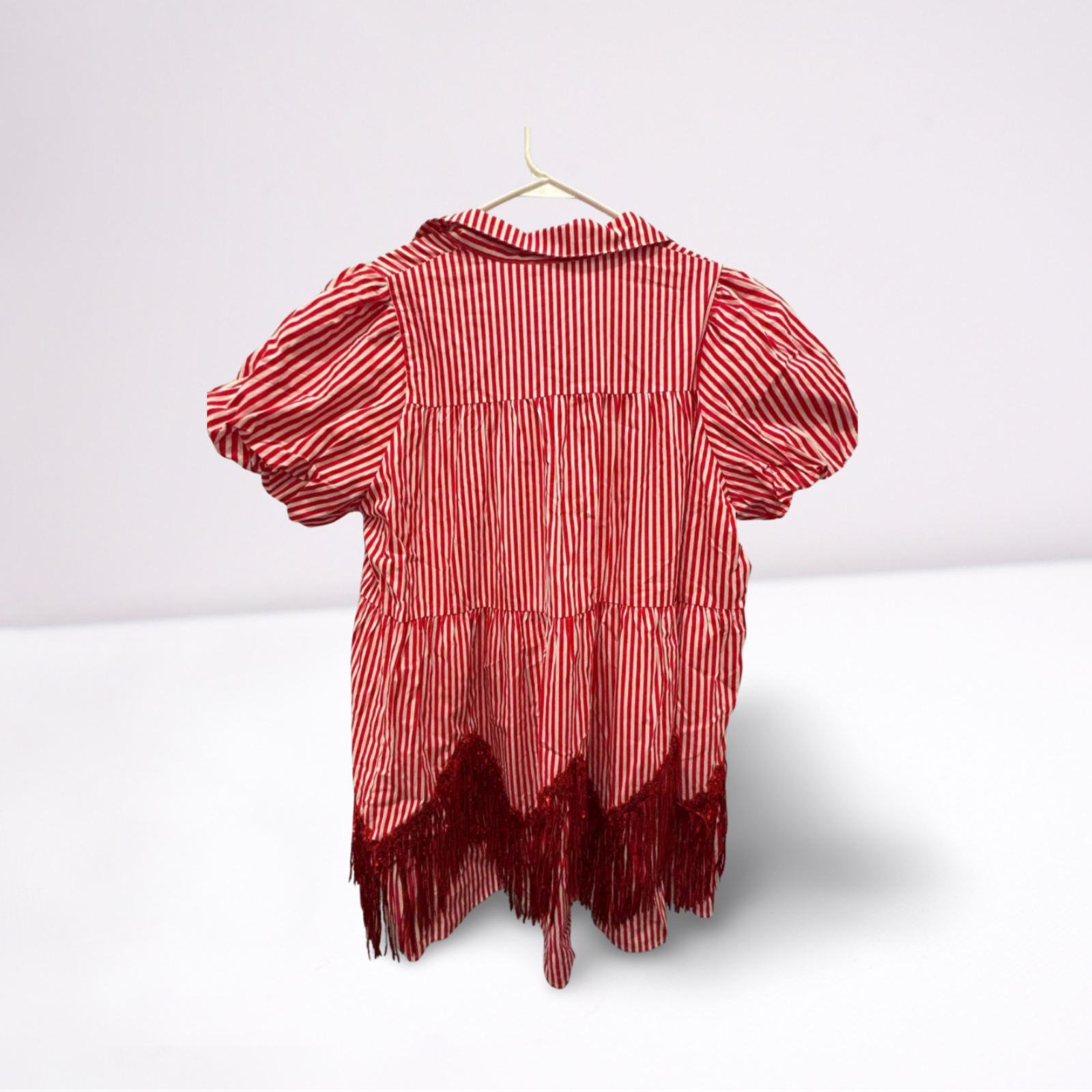 Used Fantastic Fawn Womens Dress - Sierra Fringe Babydoll | Red/White | Large