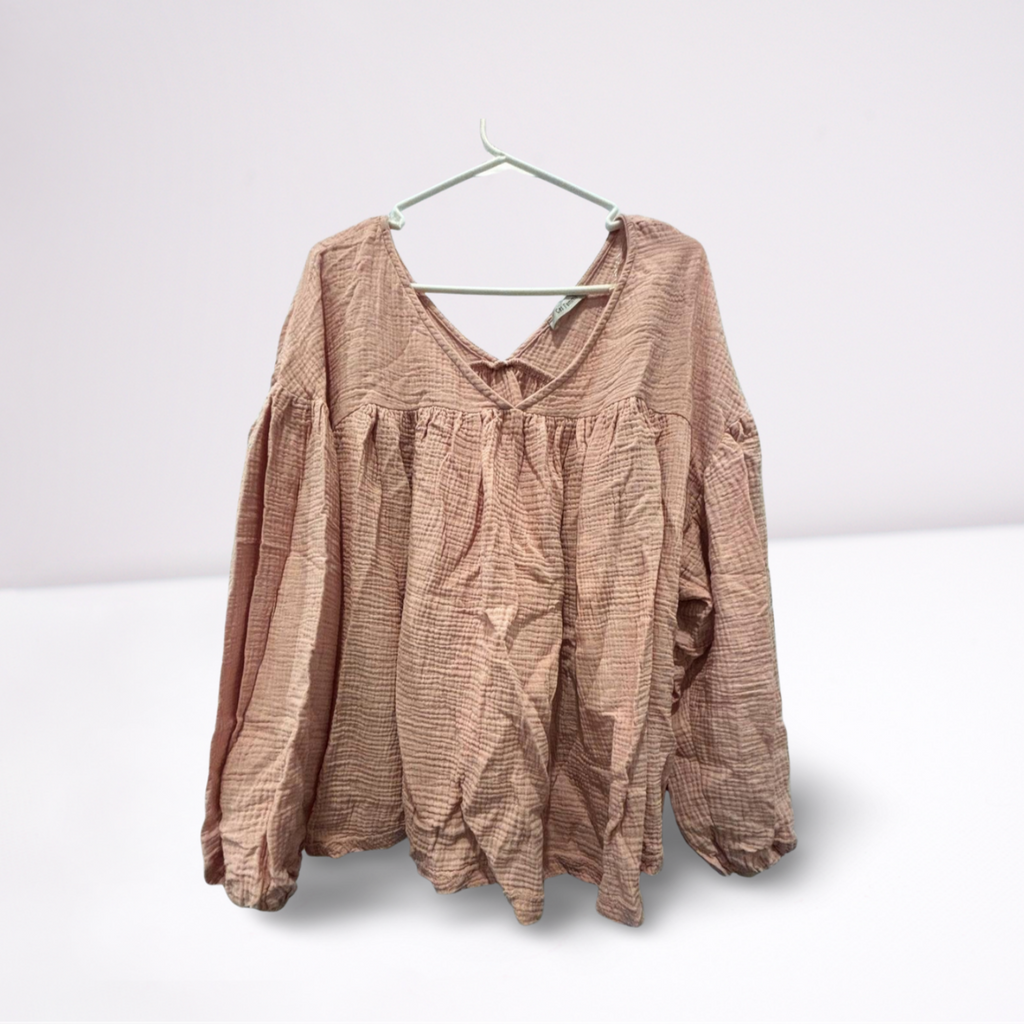 Used Ces Femme Womens V-Neck Blouse | Light Pink | Large