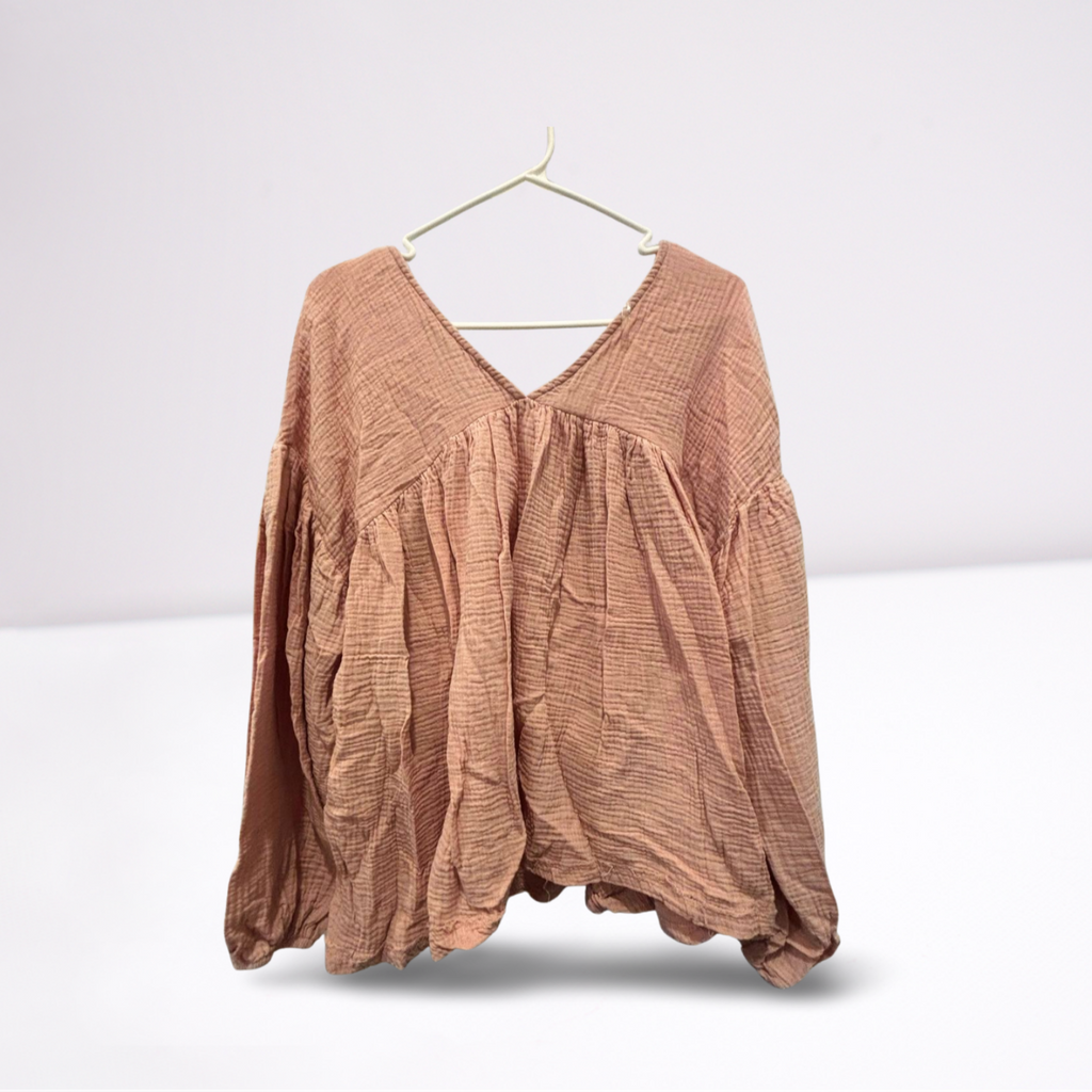 Used Ces Femme Womens V-Neck Blouse | Light Pink | Large
