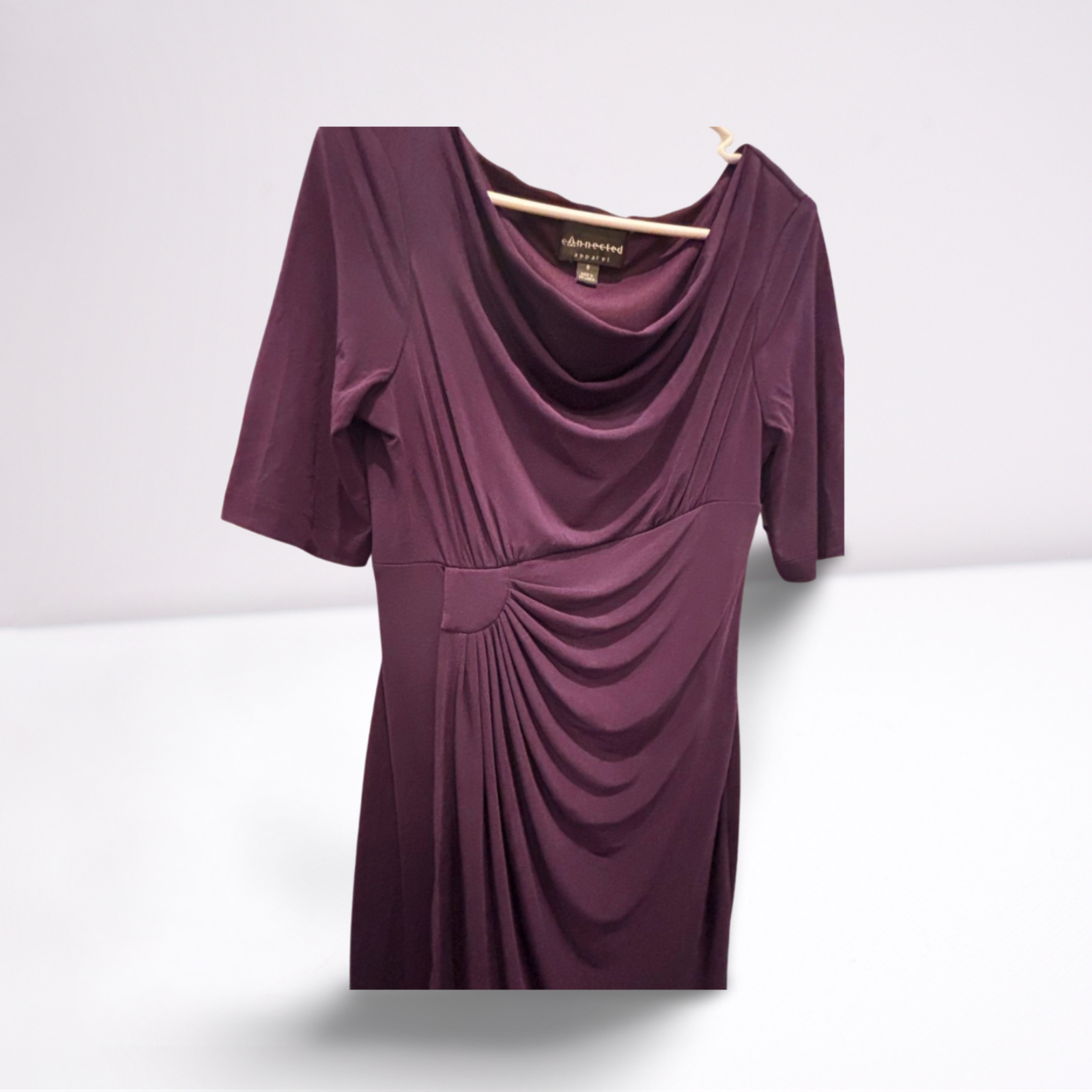 Used Connected Apparel Womens Dress - Knee Length Long Sleeve | Plum | 8