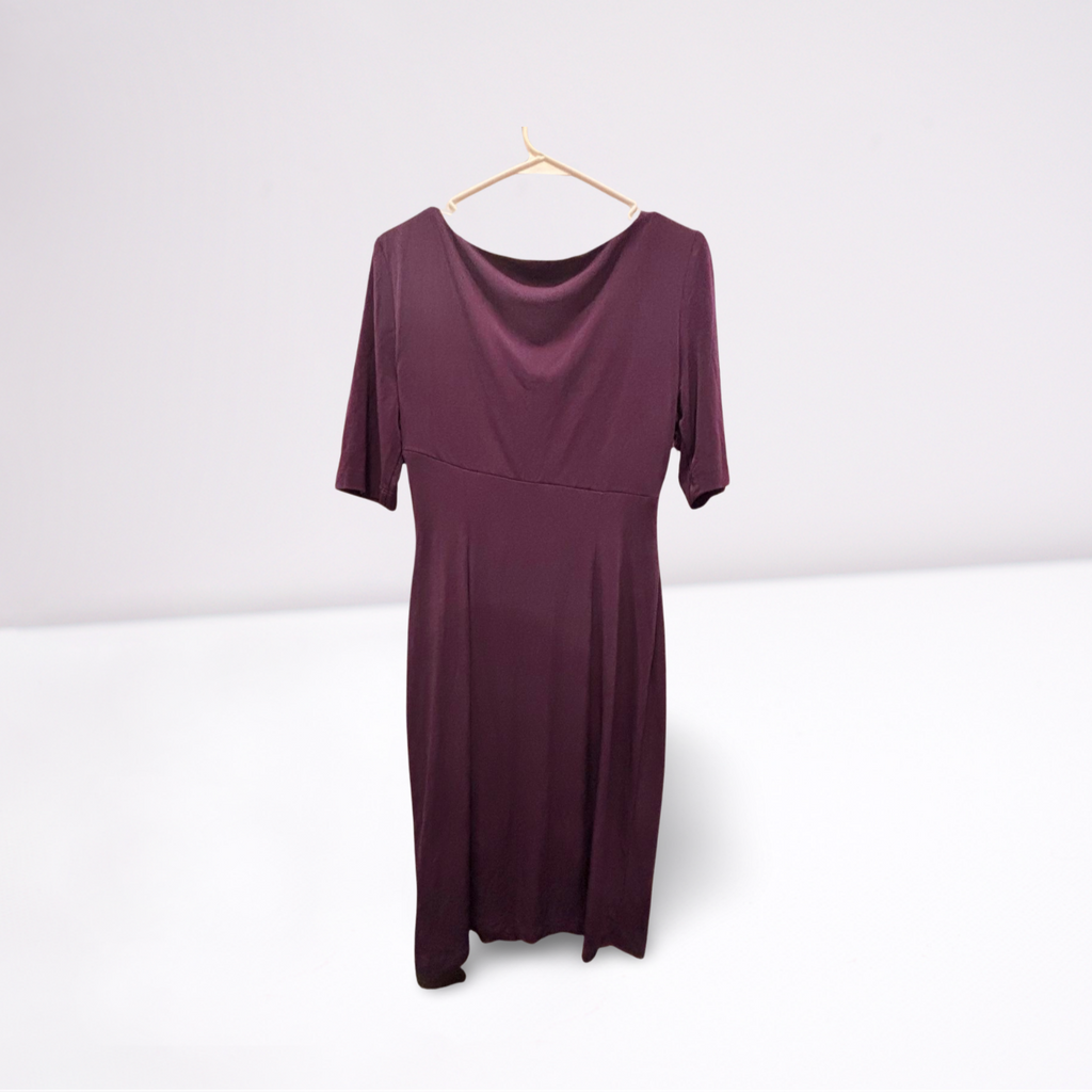 Connected Apparel Womens Dress Knee Length Long Sleeve Fitted - Plum - 8 - Like New - Pic 2