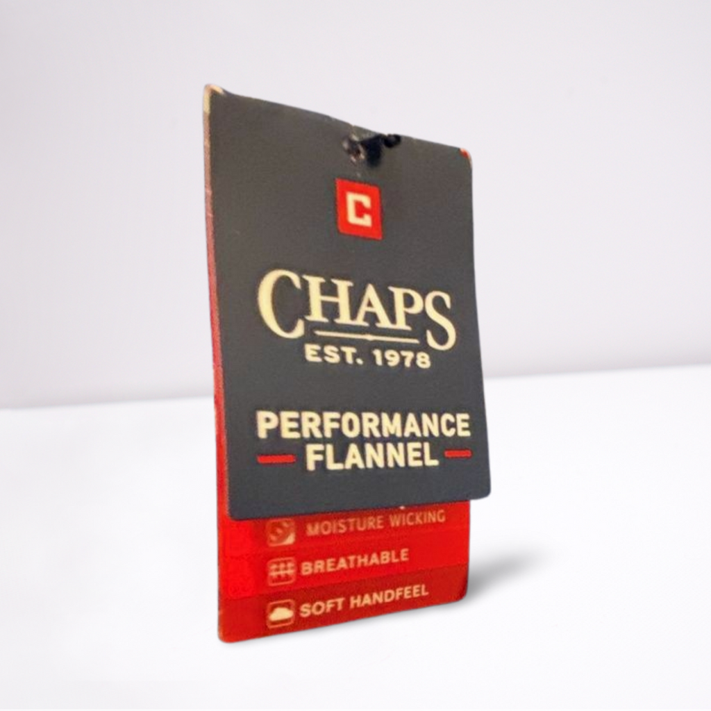 Chaps Mens Polo Shirt Performance Plaid Collared - Blue - XXL - Like New - Pic 3