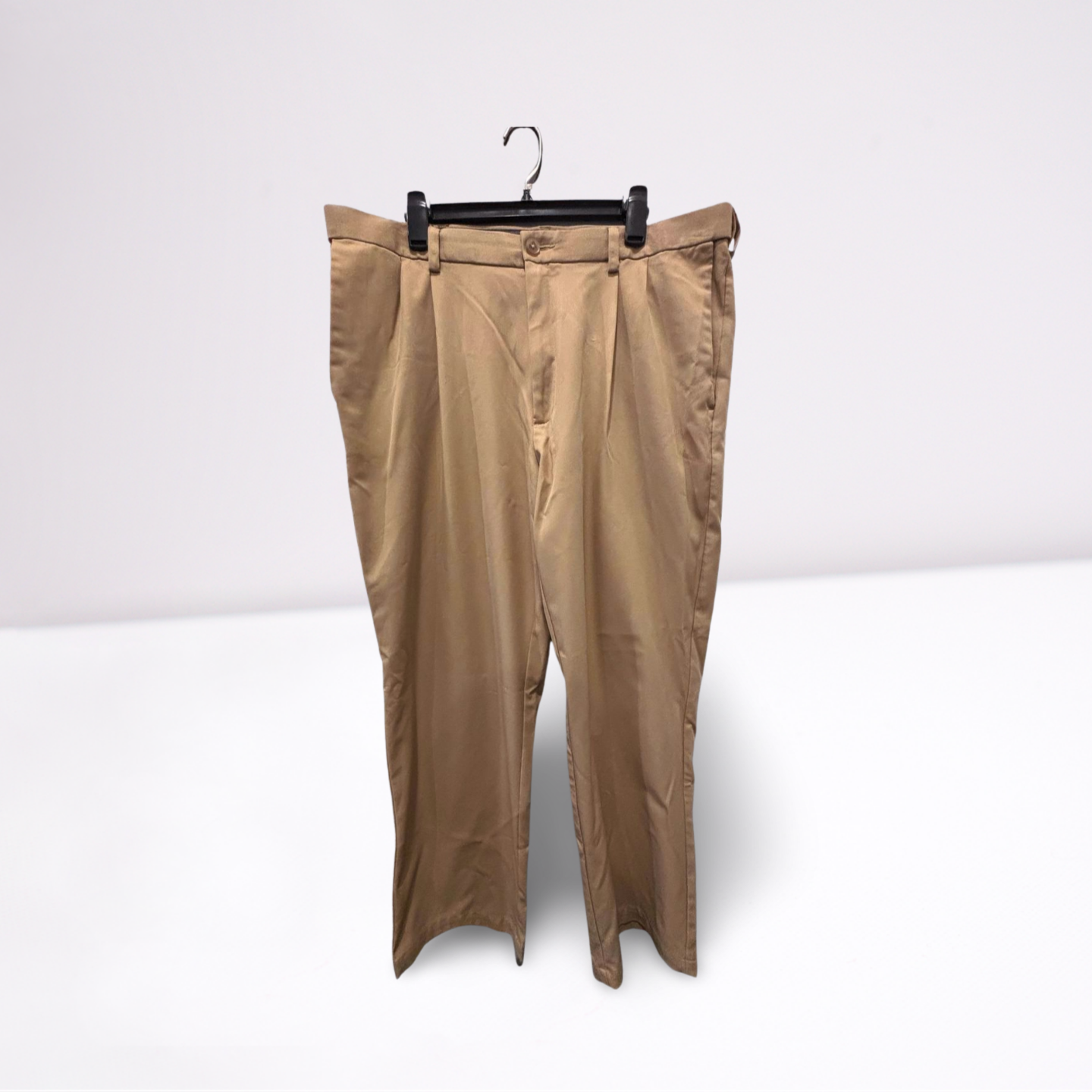 Haggar Mens Pants Casual Cool 18 Pro Classic - Khaki Beige - 40x30 - Very Good - Pic 1