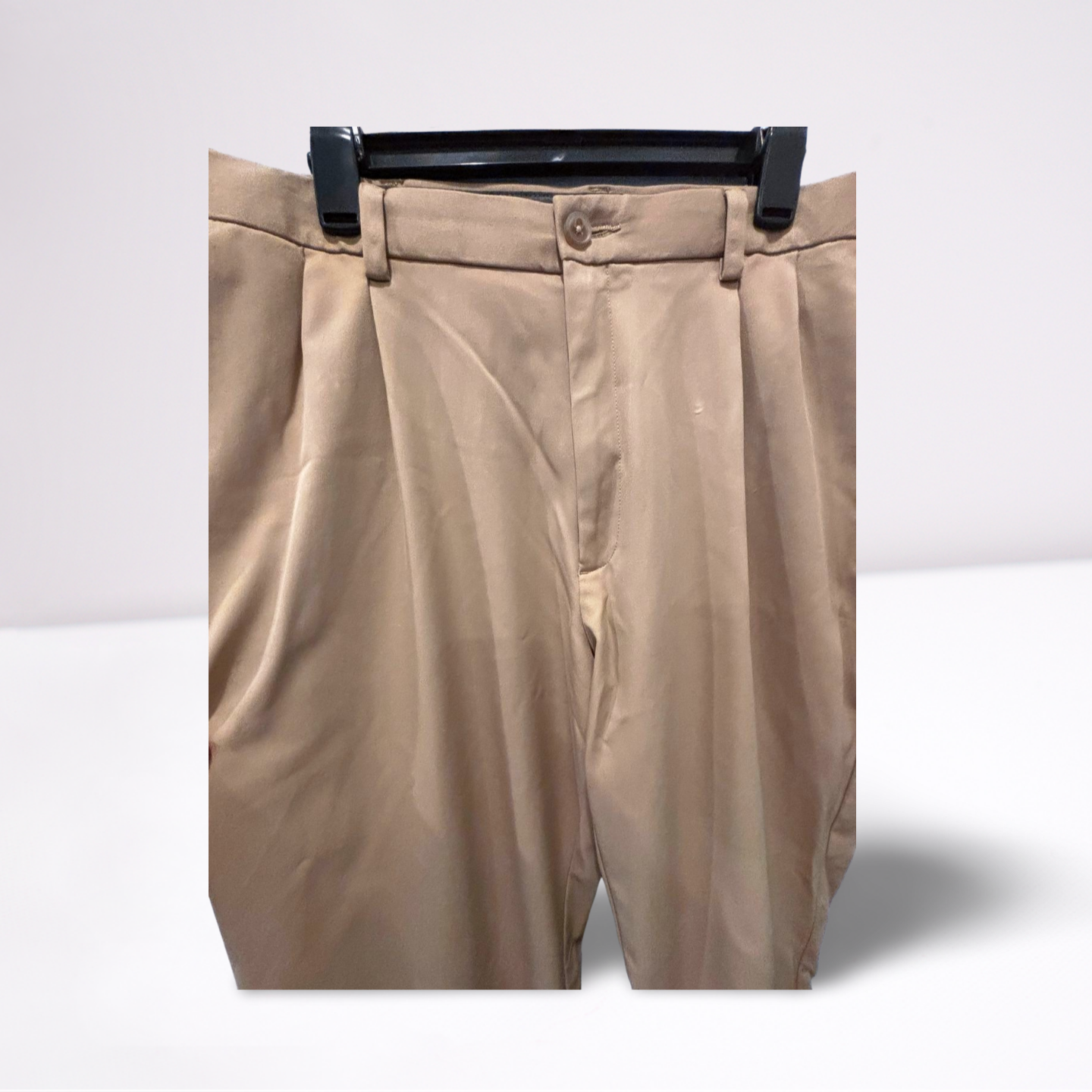Haggar Mens Pants Casual Cool 18 Pro Classic - Khaki Beige - 40x30 - Very Good - Pic 6