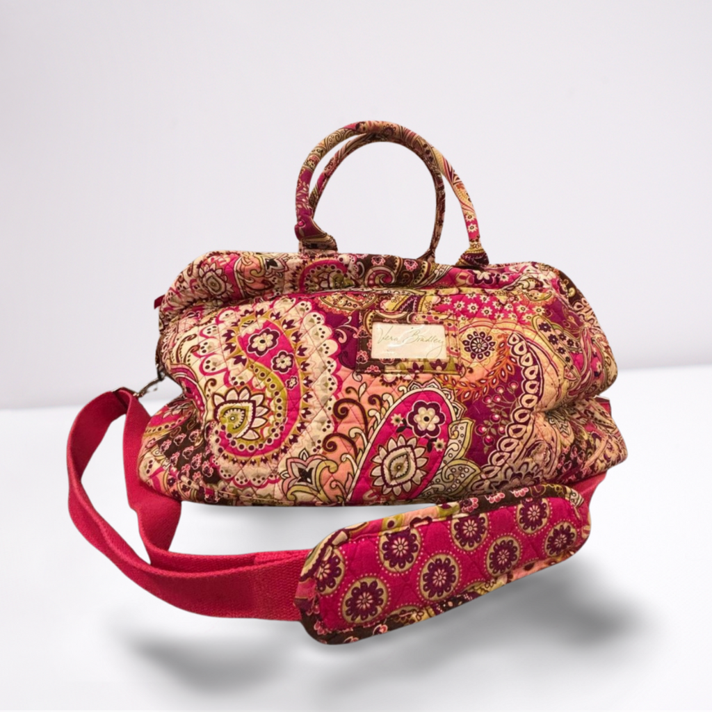 Used Vera Bradley Womens Travel Bag - Patterned | White/Purple/Pink | One Size