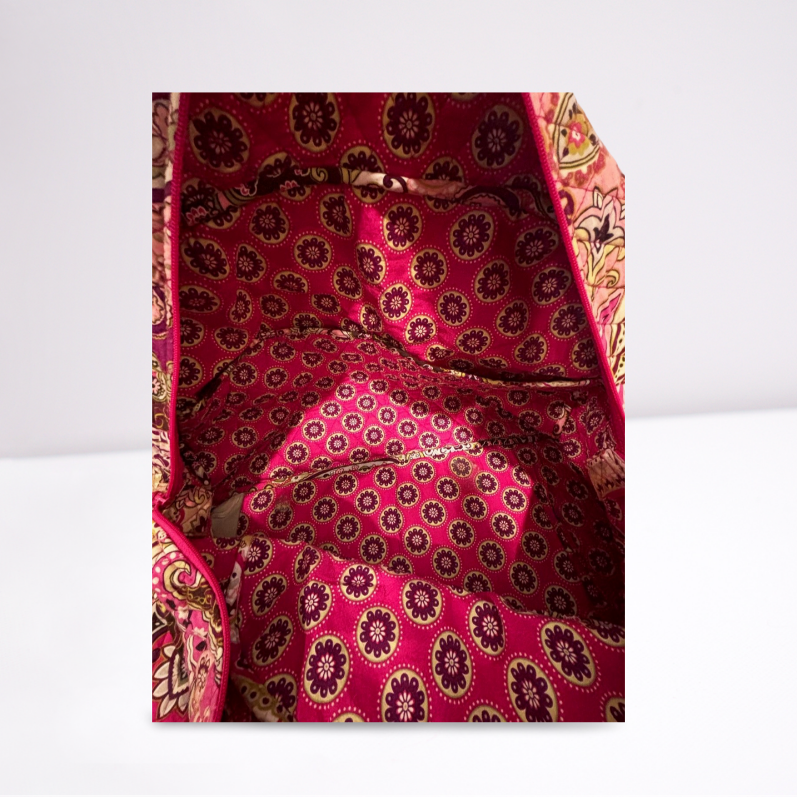 Used Vera Bradley Womens Travel Bag - Patterned | White/Purple/Pink | One Size