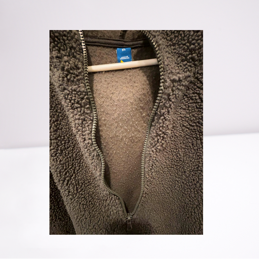 Getafterit Womens Pullover Quarter-Zip Oversized Fuzzy Hooded - Gray - XL - Very Good - Pic 5