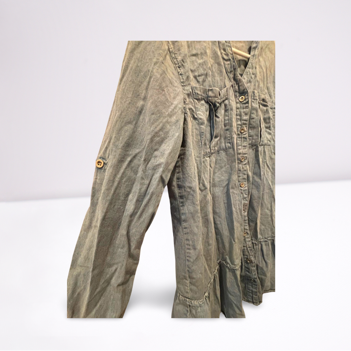 Mazik Womens Jean Dress - Long Sleeve - Light Blue - Size Medium - VG