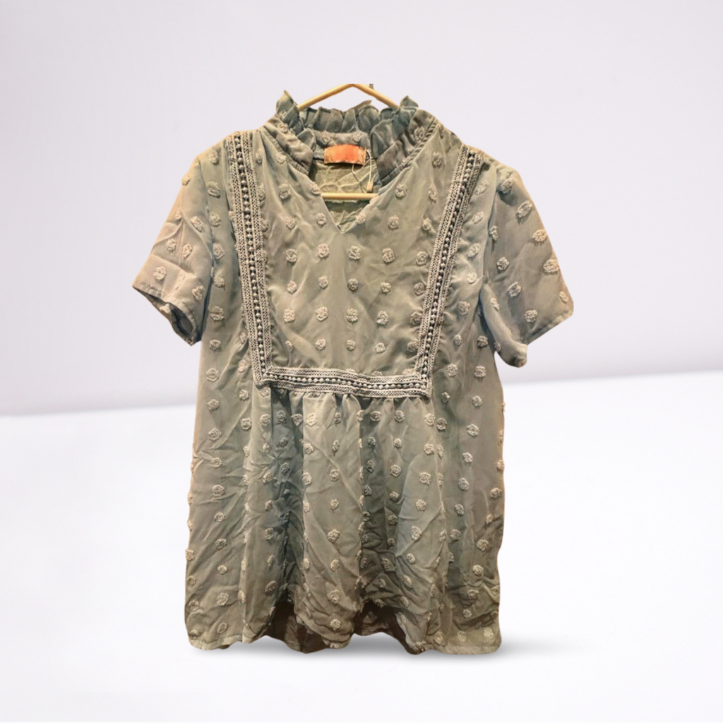 Used CDM Womens Blouse - Ruffled Sleeve - Collared - Flowy | Blue | Large