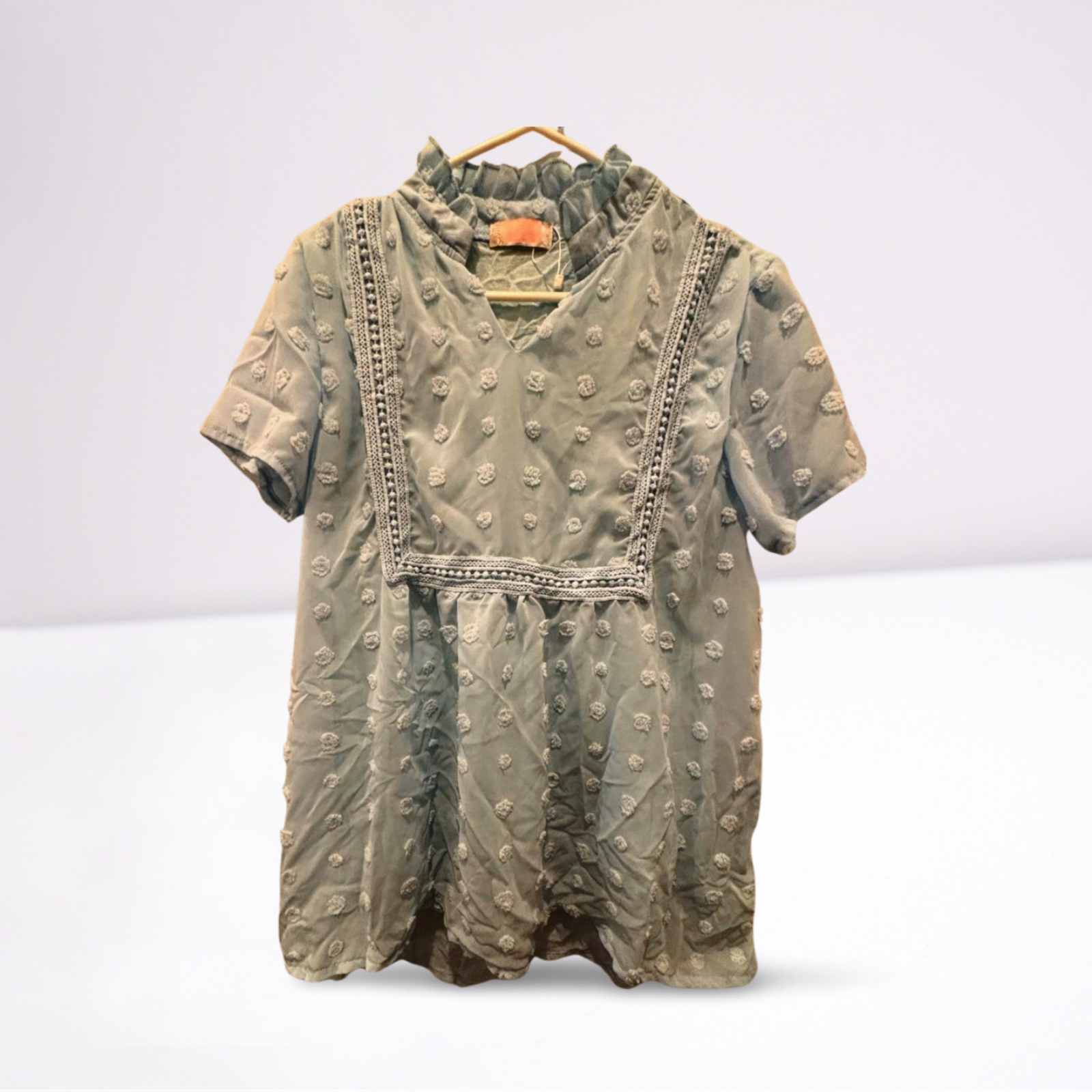 Used CDM Womens Blouse - Ruffled Sleeve - Collared - Flowy | Blue | Large