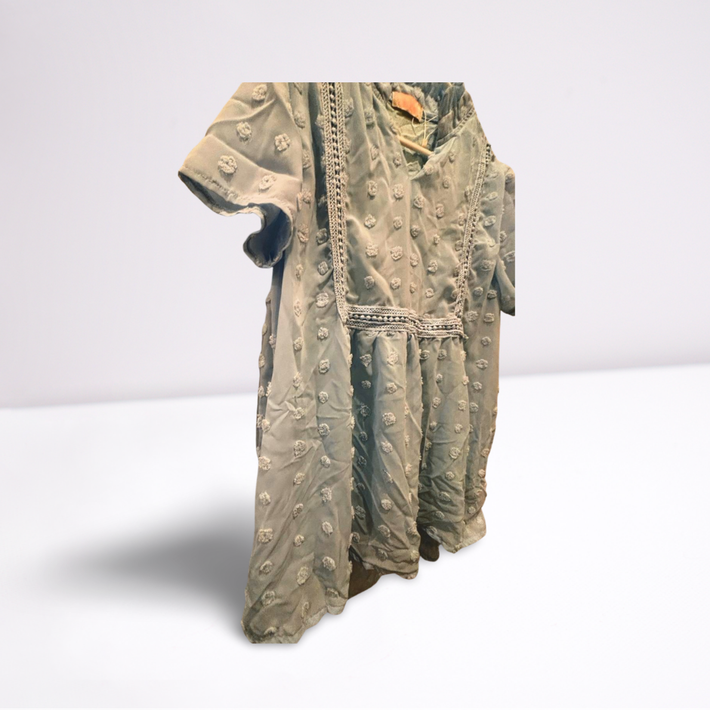 CDM Womens Blouse Ruffled Sleeve Collared Flowy - Blue - Large - Like New - Pic 3