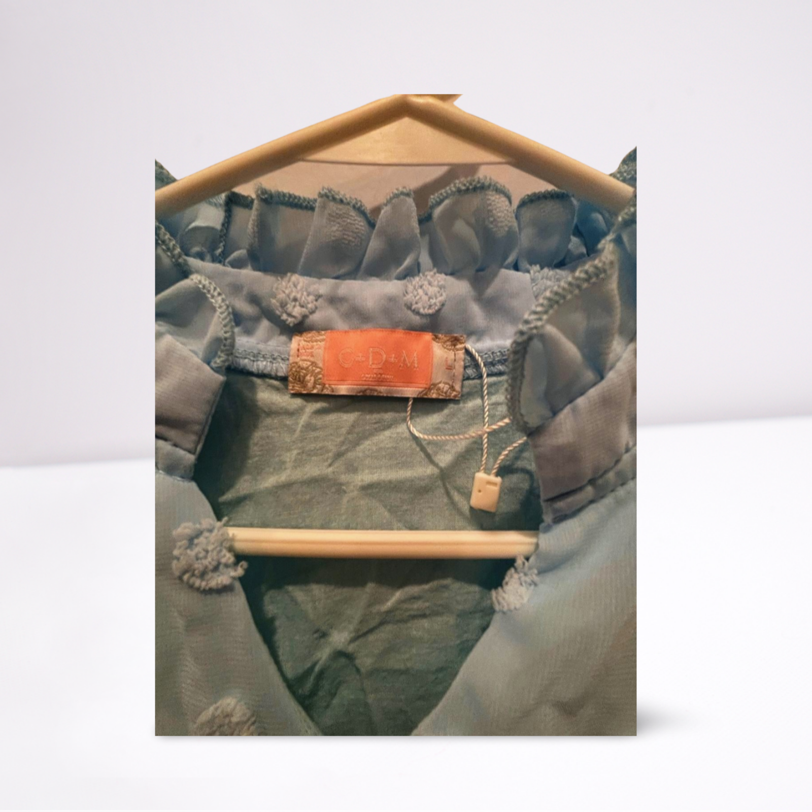 Used CDM Womens Blouse - Ruffled Sleeve - Collared - Flowy | Blue | Large