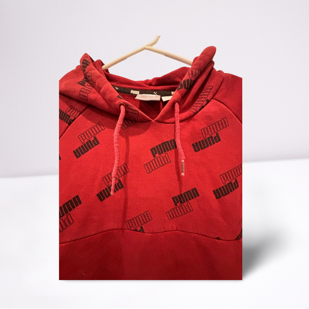 PUMA Hoodie Pullover - Men - Crimson Red - Size Large  Graphic Activewear - Very Good - Pic 4