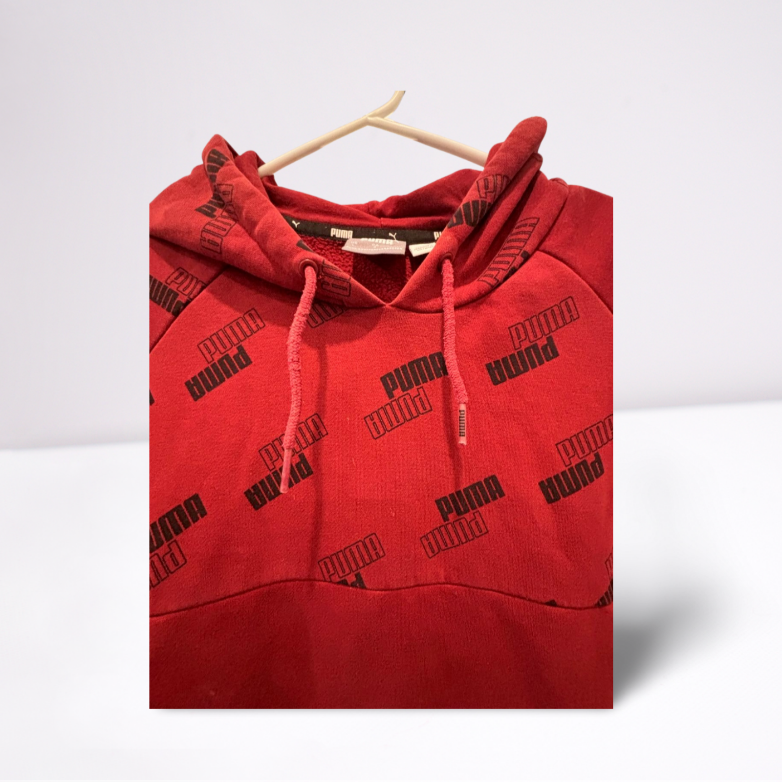 Used Puma Mens Hoodie Pullover - Graphic | Crimson Red | Large