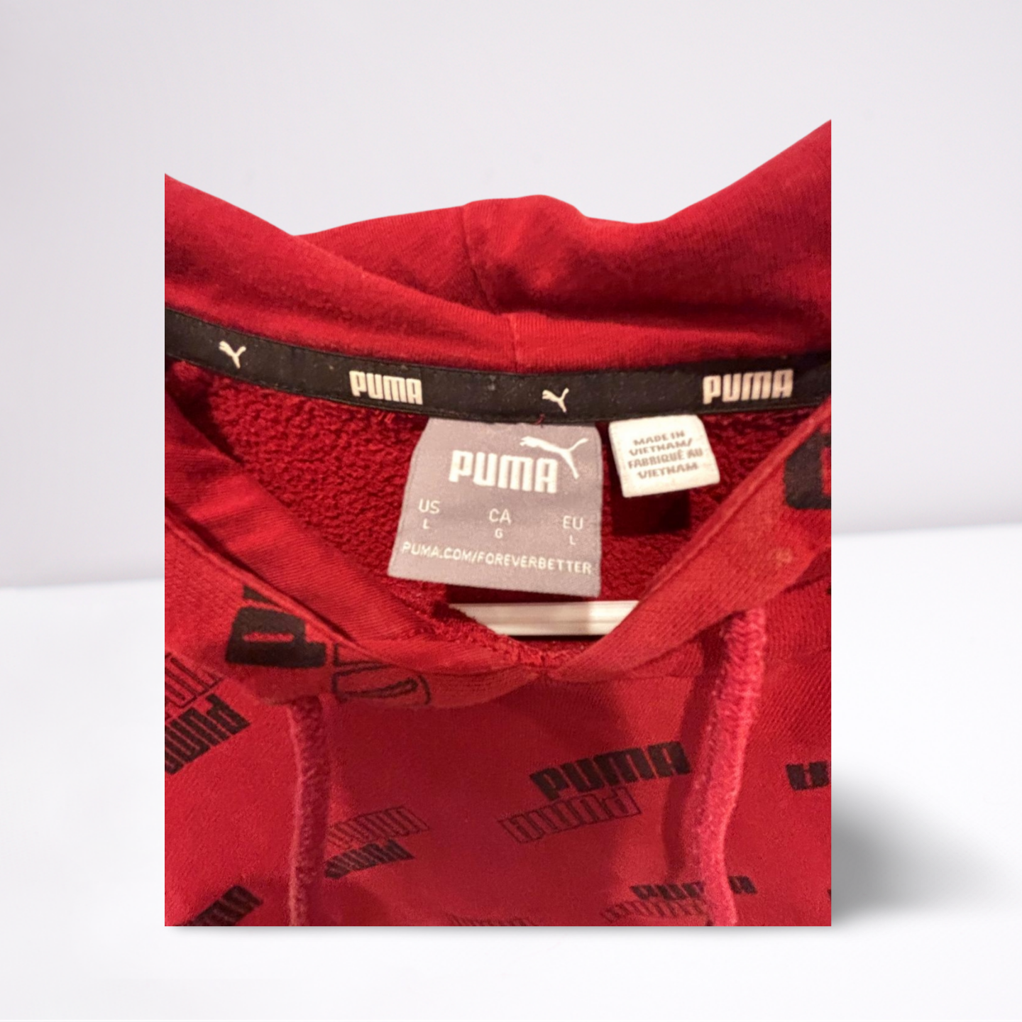 PUMA Hoodie Pullover - Men - Crimson Red - Size Large  Graphic Activewear - Very Good - Pic 7