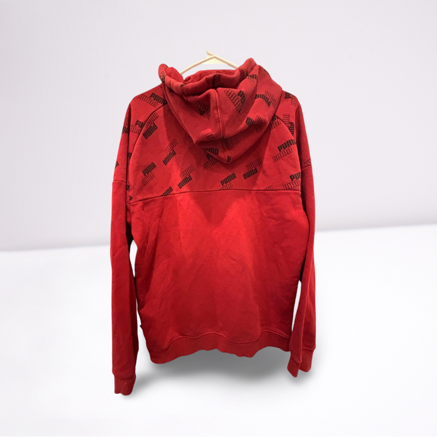 PUMA Hoodie Pullover - Men - Crimson Red - Size Large  Graphic Activewear - Very Good - Pic 2