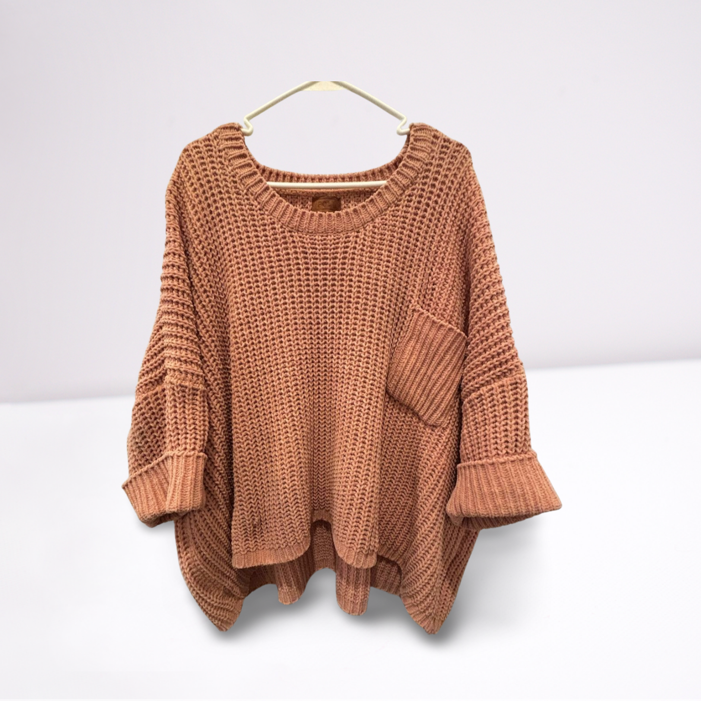 POL Womens Sweater Quarter Length Sleeve Pocket - Coral - Medium - Very Good - Pic 1