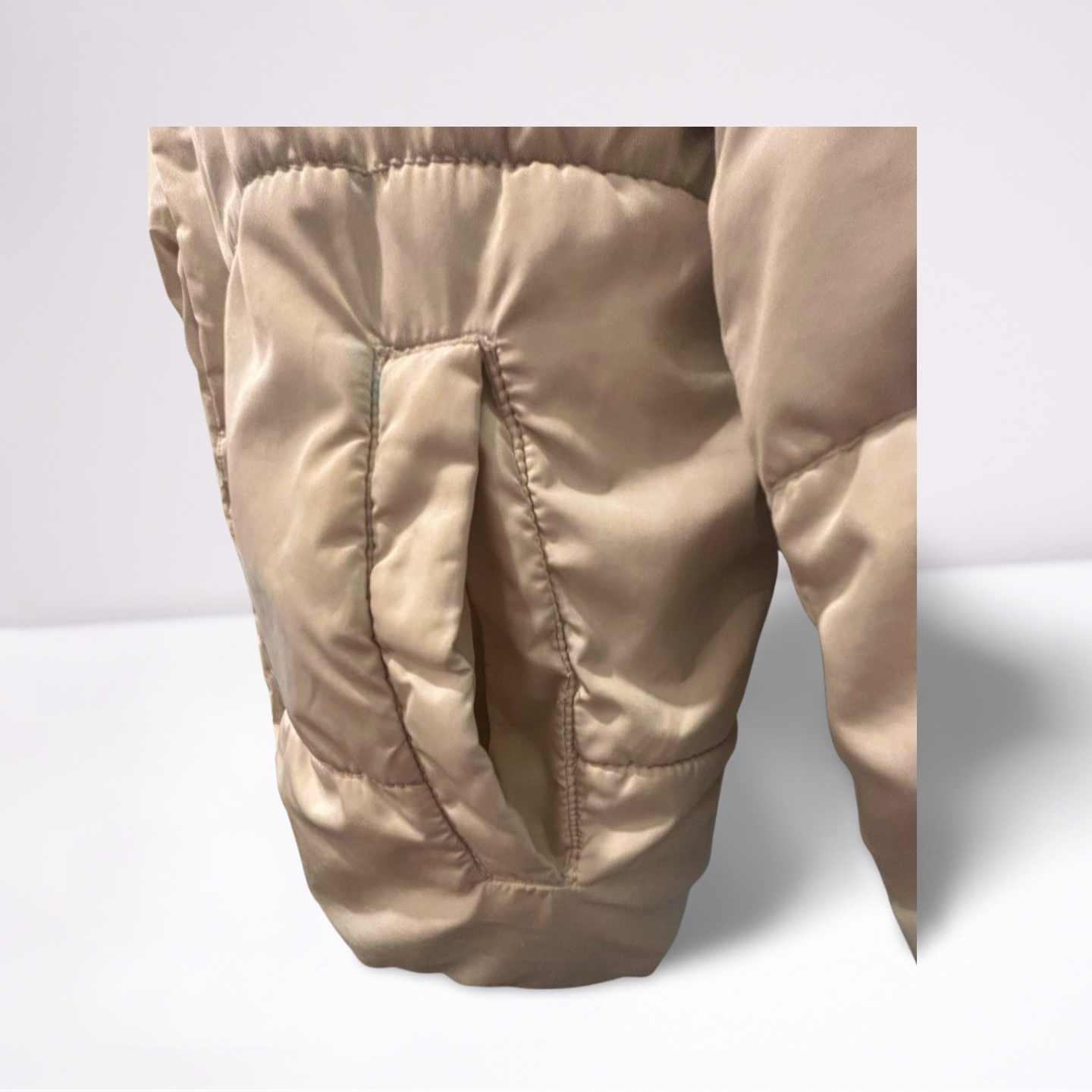 Old Navy Puffer Coat - Youth Girls - Off-White - Size XL  Hooded Insulated - Very Good - Pic 7