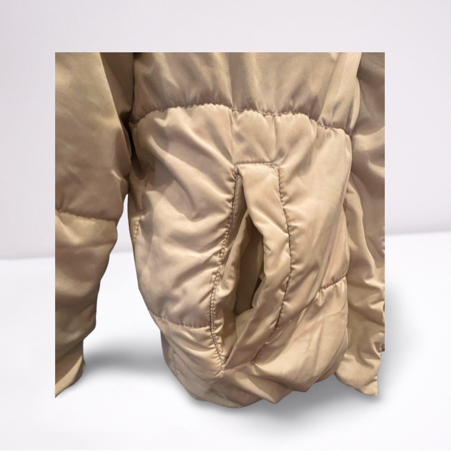 Old Navy Puffer Coat - Youth Girls - Off-White - Size XL  Hooded Insulated - Very Good - Pic 8