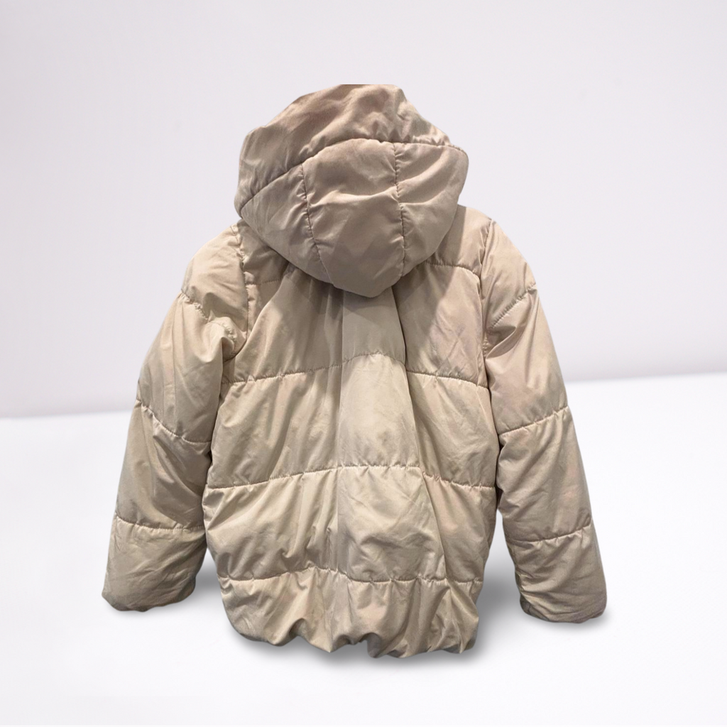 Old Navy Puffer Coat - Youth Girls - Off-White - Size XL  Hooded Insulated - Very Good - Pic 2