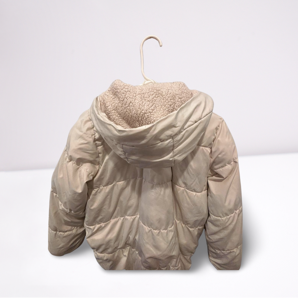 Old Navy Puffer Coat - Youth Girls - Off-White - Size XL  Hooded Insulated - Very Good - Pic 9