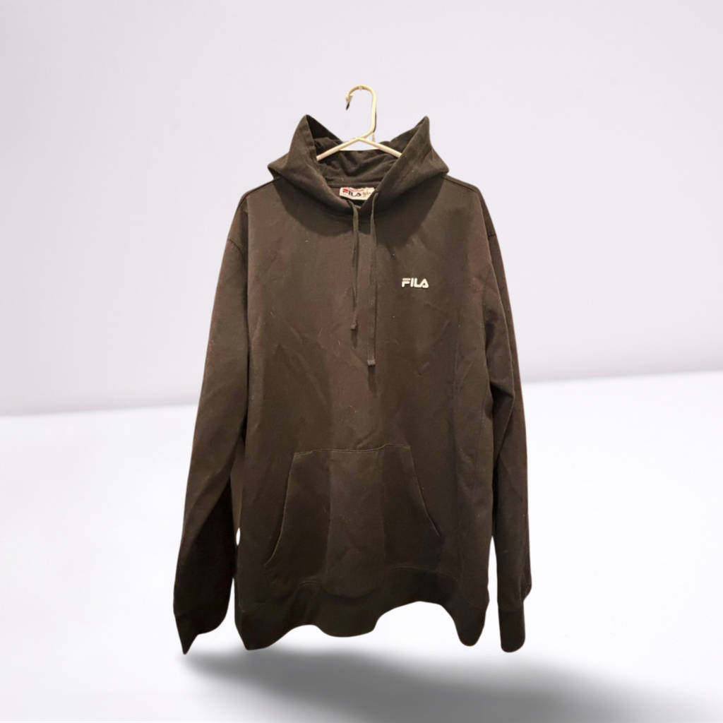 Used FILA Unisex Adult Logo Hoodie Pullover | Black | XL