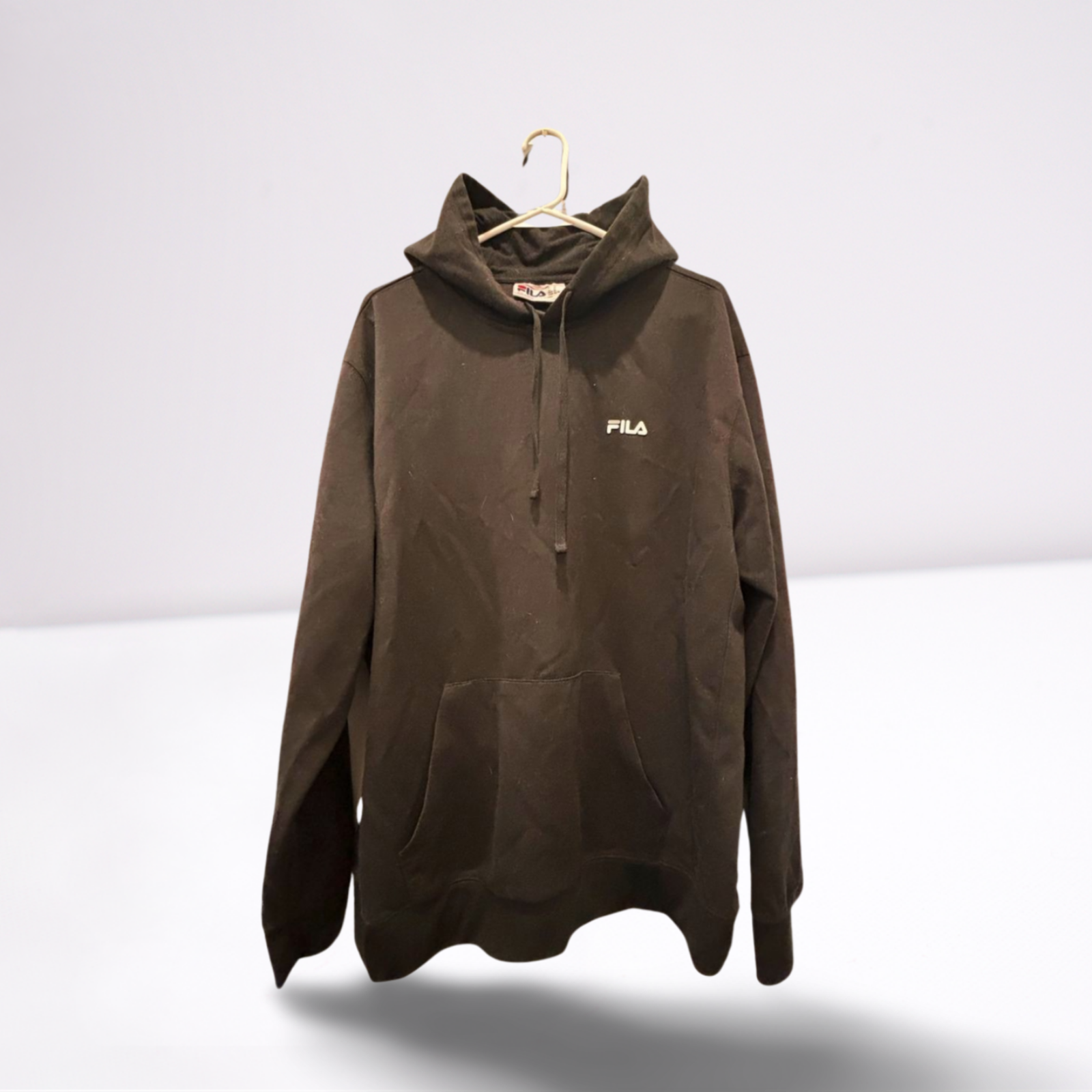 Used FILA Unisex Adult Logo Hoodie Pullover | Black | XL