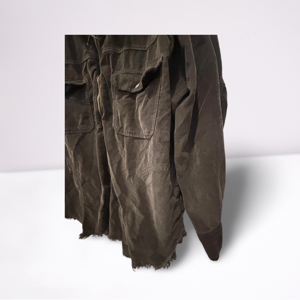 Used Offline By Aerie Womens Corduroy Quarter-Zip Pullover - Long Sleeve | Black | Large