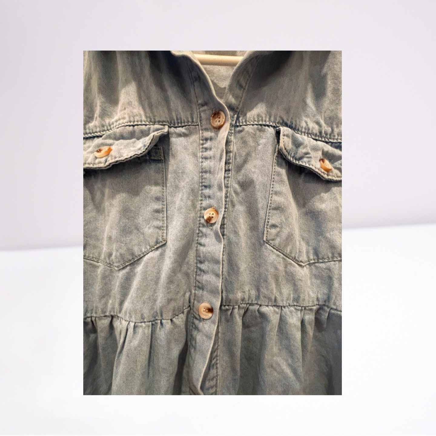 Savanna Jane Jean Dress - Women - Light Blue - Size Large  Short Sleeve Knee Length - Very Good - Pic 5