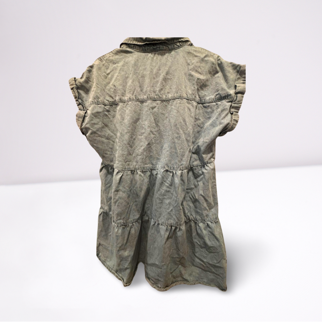 Used Savanna Jane Womens Jean Dress - Short Sleeve Knee Length | Light Blue | Large