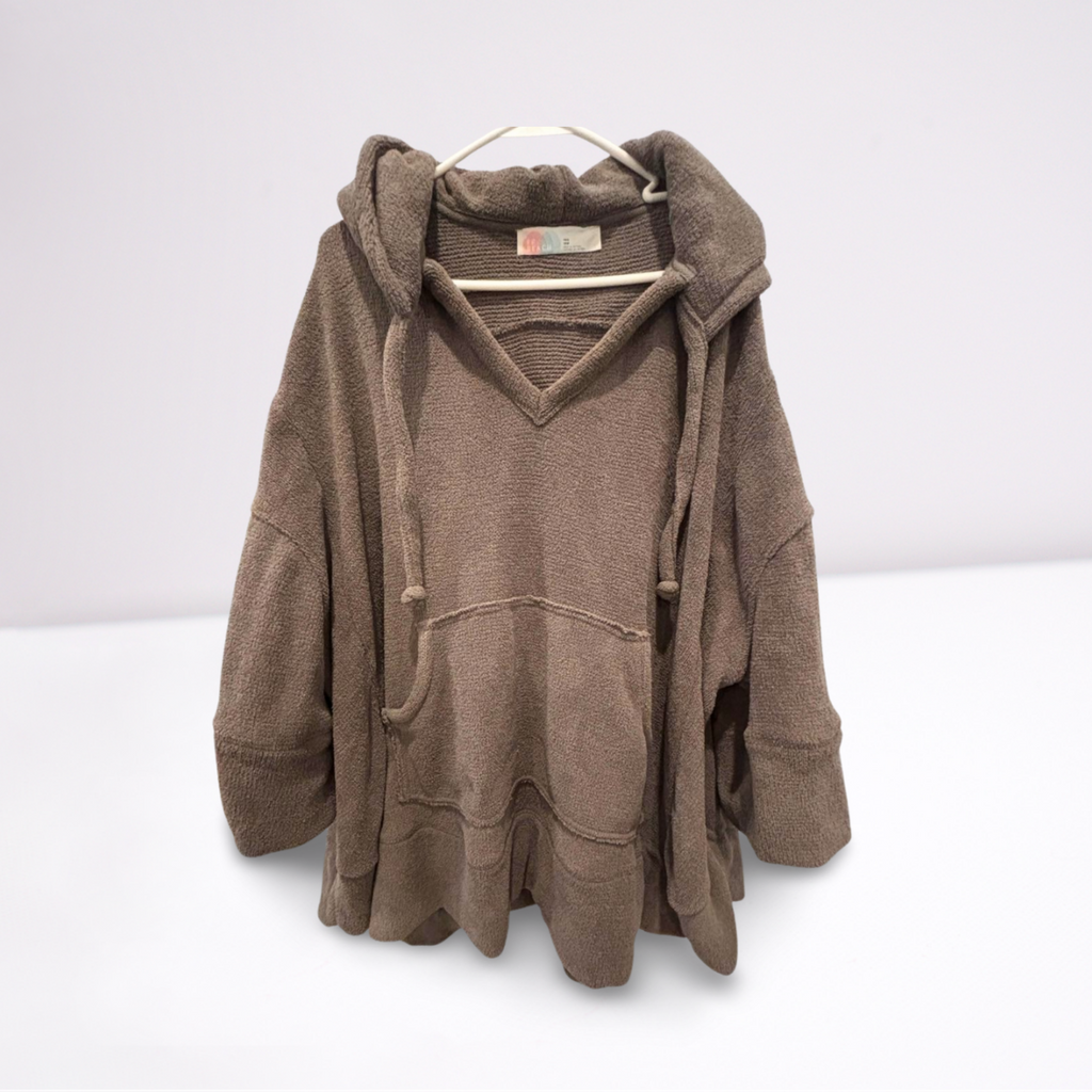 FP Beach Bathing Suit Cover-Up - Women - Gray - Size XS  Hooded Ties Oversized - Very Good - Pic 1